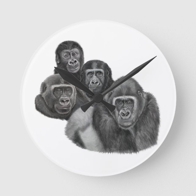 Son Gorilla Clock By AGE. Gorilla Life Runde Wanduhr (Vorderseite)