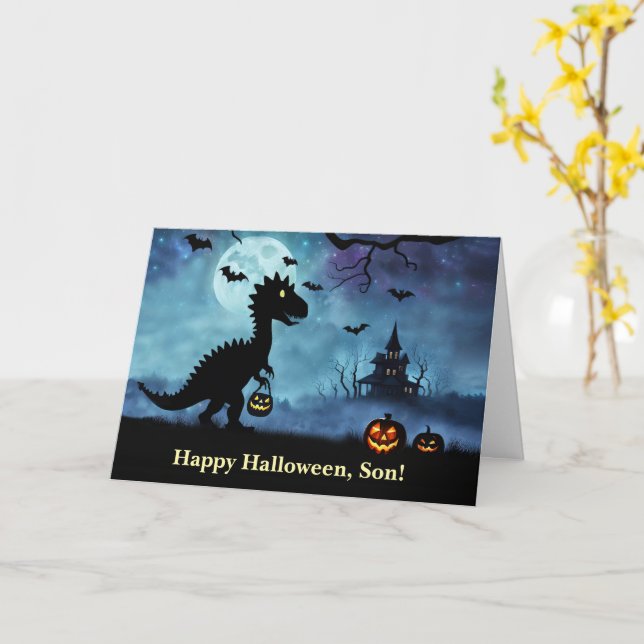 Son Happy Halloween Dinosaur Niedlich Karte (Gelbe Blume)