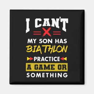 Son hat Biathlon übt lustige Eltern Spaß Mama Magnet