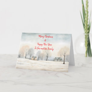 SON IN FAMILY LANDESSCENE CHRISTMAS CARD DANKESKARTE