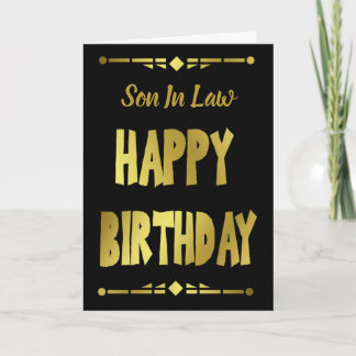 Son-in-Law Modern Black Gold Happy Geburtstag Karte