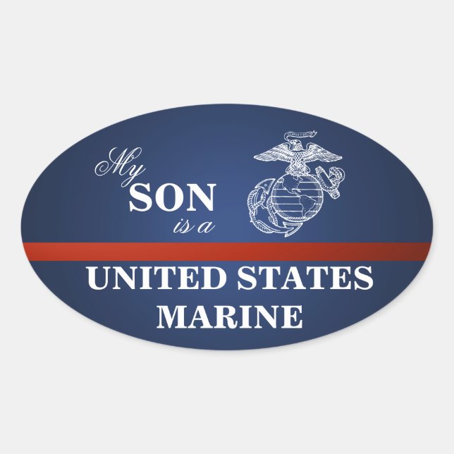 Son is a Marine Ovaler Aufkleber (Vorderseite)