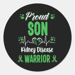 Son Kidney Disease Warrior Awareness Ribbon Green Runder Aufkleber