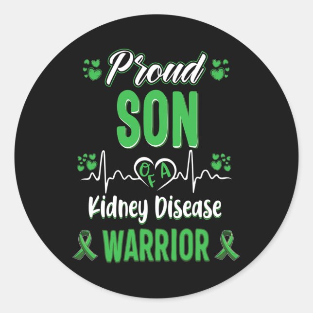 Son Kidney Disease Warrior Awareness Ribbon Green Runder Aufkleber (Vorderseite)