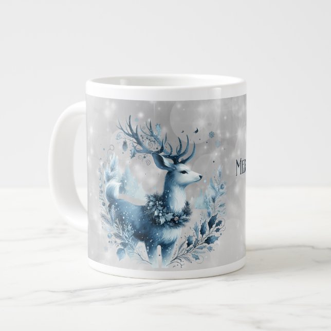 Son Merry Christmas Blue Modern Deire Jumbo-Tasse (Vorderseite Links)