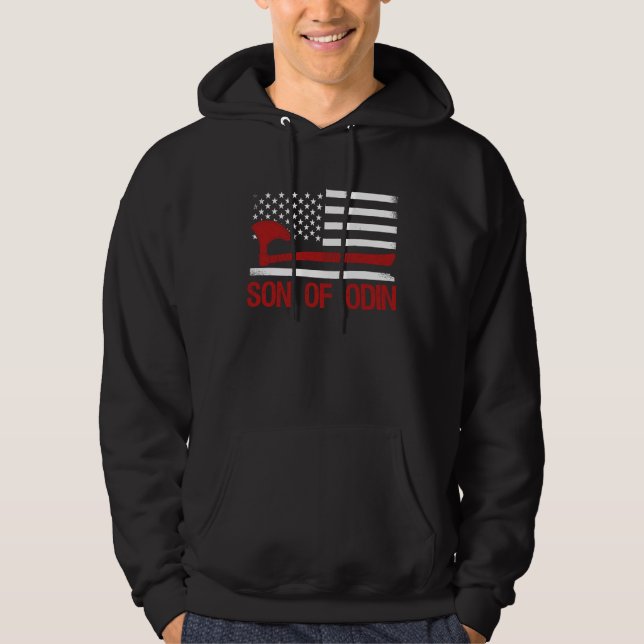 Son Of Odin Valhalla American Viking Flag Nordic M Hoodie (Vorderseite)