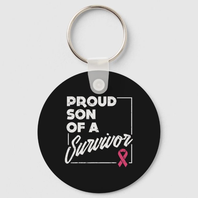 Son of Survivor Brustkrebs Support Geschenk Schlüsselanhänger (Vorderseite)