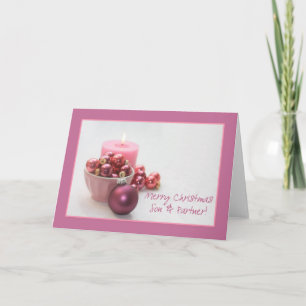Son & Partner fröhlich christsmas pink ornaments c Feiertagskarte