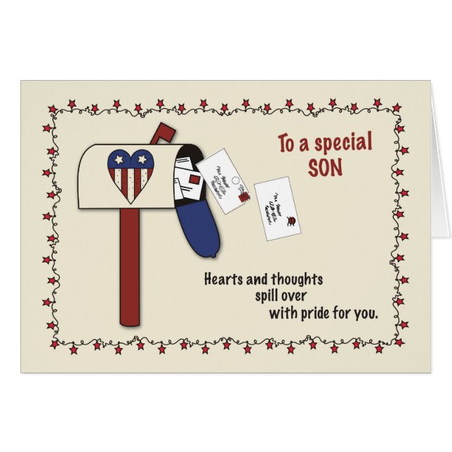 Son Patriotic Mailbox, militärische Unterstützung (Vorderseite (Horizontal))