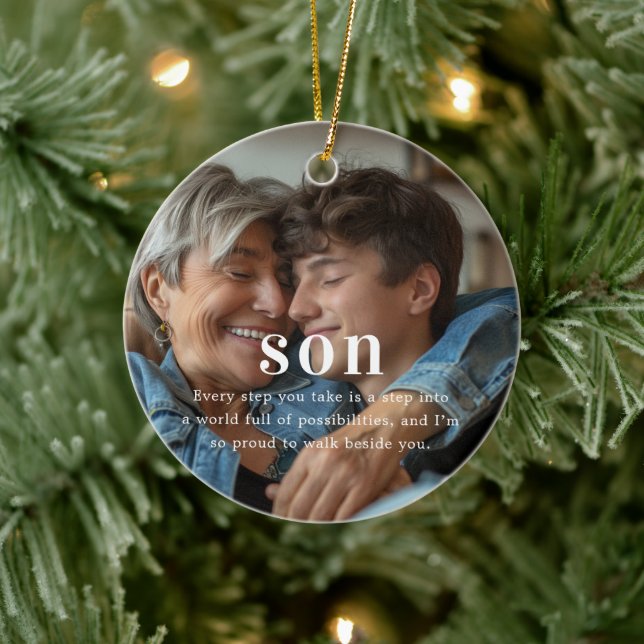 Son | Sentimental Foto Keepake Weihnachten Keramik Ornament (Baum)