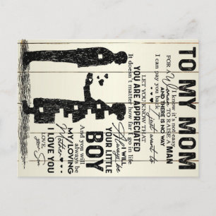 Son To My Mom Home Decor Gift For Mommy Postkarte