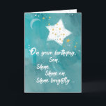 Son Tween oder Teen Geburtstag Nacht Sky Bright St Karte<br><div class="desc">Diese Karte ist speziell für Ihren Sohn entworfen,  damit er sie sicherlich schätzen wird. Ein leuchtender Stern auf der Vorderseite dieser Karte,  um Ihrem Sohn lassen,  weiß,  dass er an seinem Geburtstag oder an jedem anderen Tag hell leuchten kann.</div>