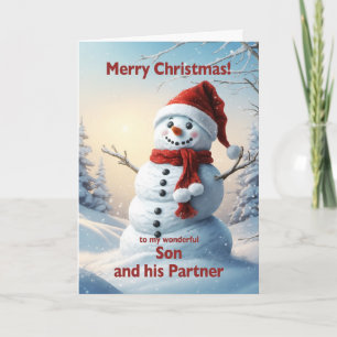 Son und sein Partner Christmas Snowman Feiertagskarte