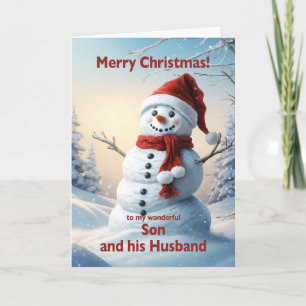 Son und sein Weihnachtsmann Feiertagskarte