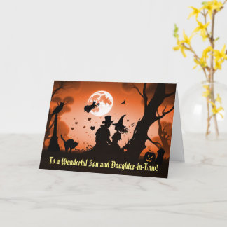 Son und Tochter im Gesetz glücklich Halloween Nied Karte
