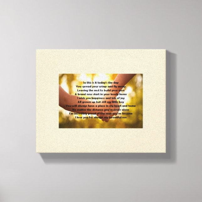 Son verlasse Zuhause Gedicht auf der Leinwand (Vorderseite)