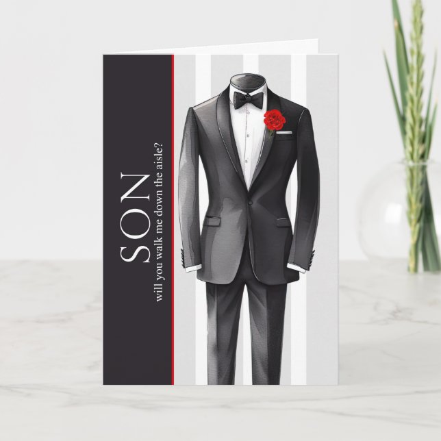 Son Walk Me Down the Aisle Wedding Request Karte (Vorderseite)