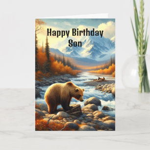 Son Watercolor Bear by Stream zum Geburtstag Karte