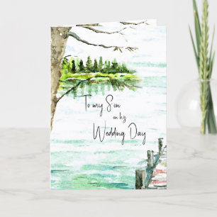 Son Wedding Day Watercolor Lake Karte