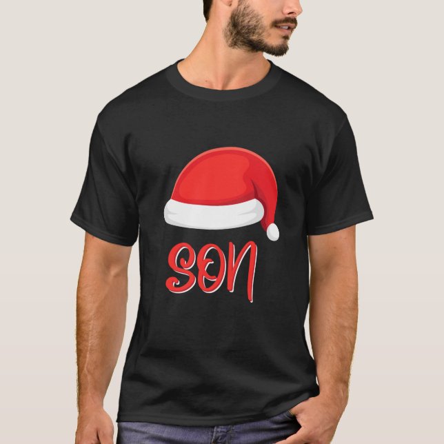 Son Weihnachtsmannmütze Matching Family Weihnachte T-Shirt (Vorderseite)