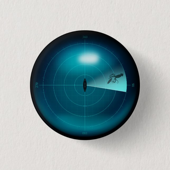 Sonarbild eines Kraken-Nautischen Steampunks Button (Vorderseite)