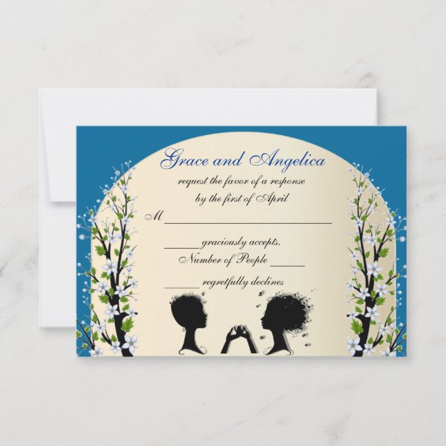 Sonata Custom Lesbian Wedding RSVP Cards Einladung (Vorderseite)