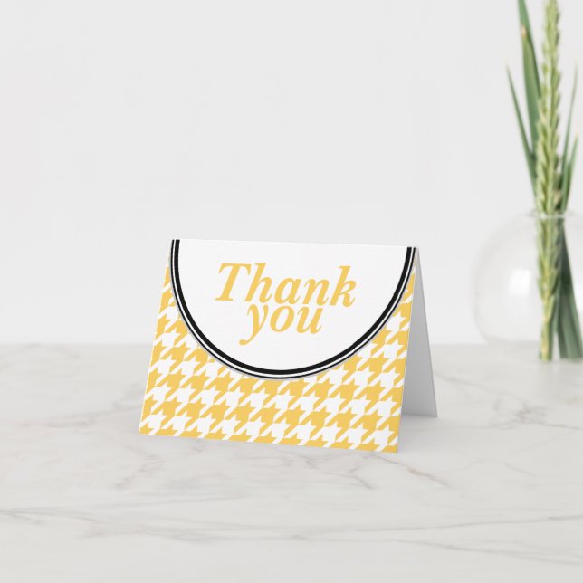 Sonderanfertigung Gelb/Weiß Hahnentrittmuster Viel Dankeskarte (Vorderseite)
