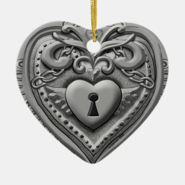 Sonderanfertigungen für die Silvery Heart Lock Keramikornament (Vorne)