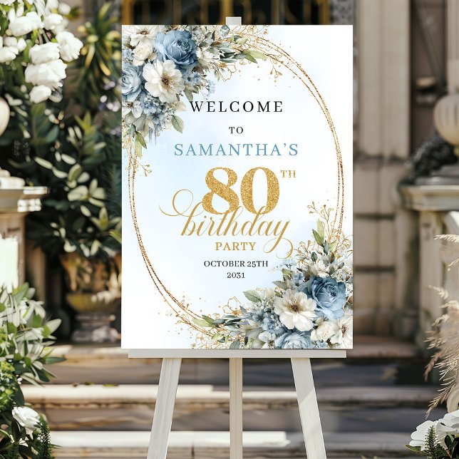 Sonderangebot Boho Eukalyptus Blumen 80. Geburtsta Poster (Special Boho eucalyptus floral 80th birthday welcome)