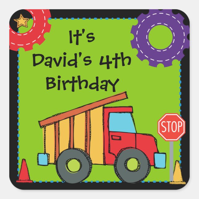 Sonderaufkleber für das Baufahrzeug Quadratischer Aufkleber (Vorderseite)