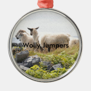Sonderbare Designs - Schafe auf einem Feld Silbernes Ornament