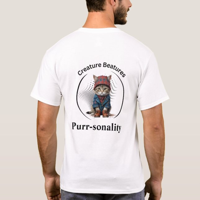 sonderbare Katze in schottischem Tartan | Funny Sa T-Shirt (Rückseite)