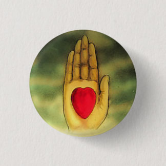 Sonderbare Mitherz-in der Hand Knopf Button