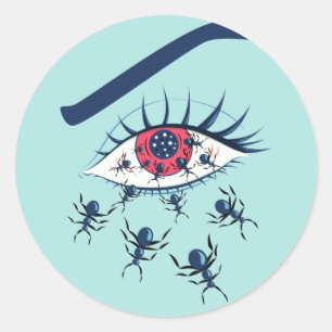 Sonderbares gruseliges Red Eye mit kriechenden Runder Aufkleber