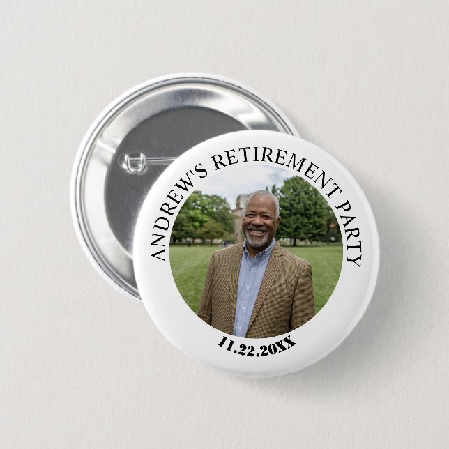 Sonderfoto Elegante Ruhestandsfeier Button (Vorne & Hinten)