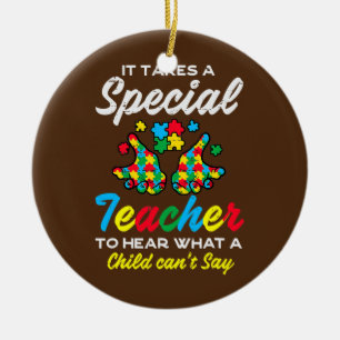 Sonderlehrer zu hören, dass Kinderhirn nicht Autis Keramik Ornament
