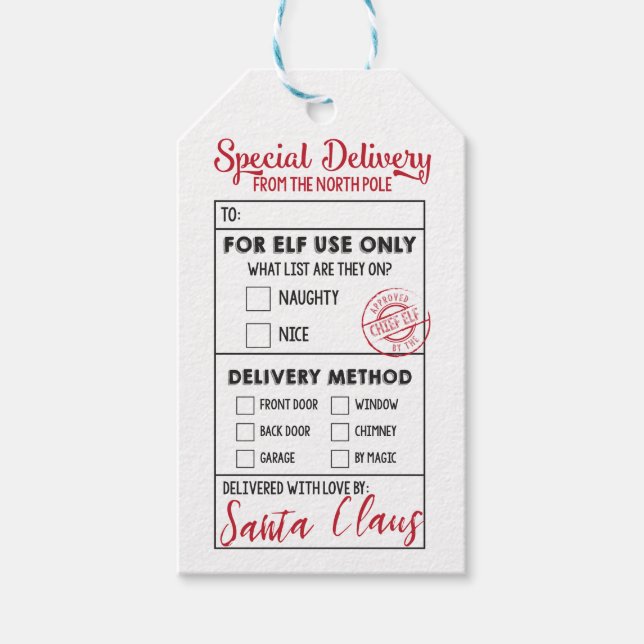 Sonderlieferung aus dem Nordpol Geschenkanhänger (Vorderseite)