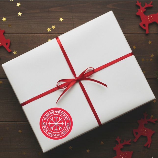 Sonderlieferung aus dem Nordpol Weihnachten Runder Aufkleber (From the Northpole Christmas gift sticker)