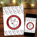 Sonderlieferung aus dem Santas-Workshop Personalis Feiertagskarte<br><div class="desc">Personalisierte Weihnachtskarte für Kinder .. vom Weihnachtsmann! Im Design waren doodle Zeichnungen des Rotnasen-Rentiers und Schreibmaschinentextes enthalten. Die Briefmarke auf der Vorderseite lautet "Special Delivery from santa's Workshop". Auf der Rückseite liest es "Frohe Weihnachten [Name] mit Liebe von [santa]" und die Vorlage ist Set für Sie, um die Namen zu...</div>
