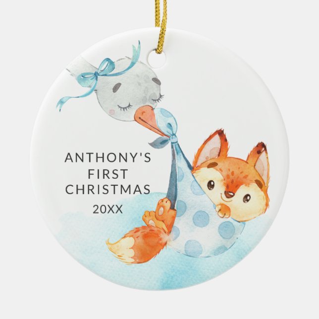 Sonderlieferung Baby's First Christmas Fox Keramik Ornament (Vorne)