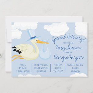 Sonderlieferung!  Blue Stork Baby Dusche Einladung