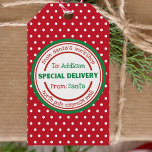 Sonderlieferung der personalisierten Geschenkmarke Geschenkanhänger<br><div class="desc">Nehmen Sie die Schätze aus der Eröffnung der Geschenke und fügen Sie mit diesem super niedlichen personalisierten Geschenktag direkt vom Nordpol ein Weihnachtsmagie hinzu!</div>