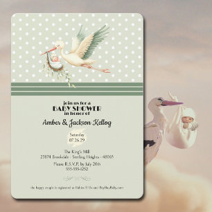 Sonderlieferung für Baby Shower Stork Einladung
