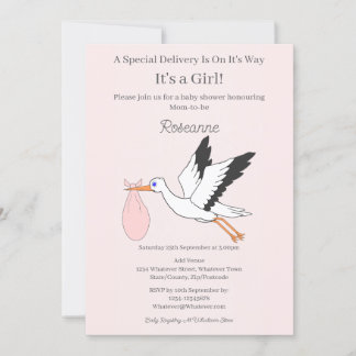 Sonderlieferung Stork Baby Girl Babydusche Einladung