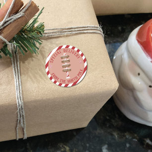 Sonderlieferung vom Nordpol in Rot und Weiß Runder Aufkleber