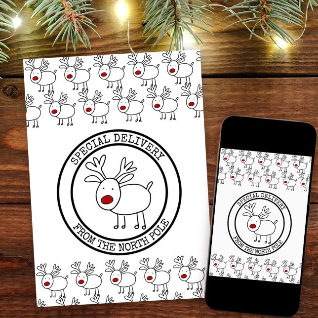 Sonderlieferung vom Nordpol Personalisiert Feiertagskarte (Christmas Card from Santa. Buy professionally printed or as a printable digital download.)