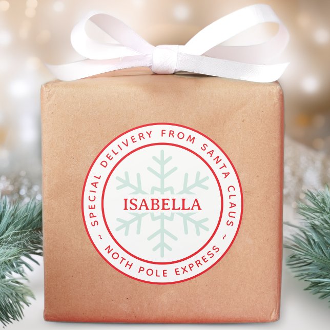 Sonderlieferung von Santa Nordpol Kindername Runder Aufkleber (Von Creator hochgeladen)