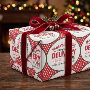 Sonderlieferung von Santas Fabrik mit Punkten Geschenkpapier