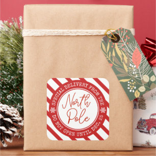 Sonderlieferung von Weihnachten an den Nordpol Quadratischer Aufkleber