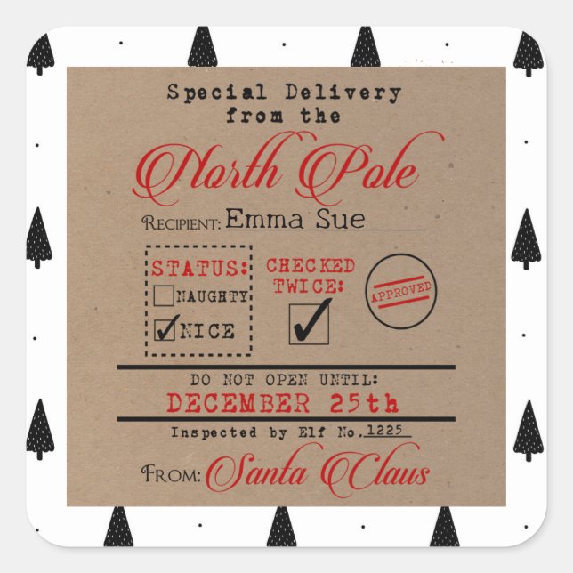 Sonderlieferung von Weihnachtsgeschenktafeln Quadratischer Aufkleber (Vorderseite)